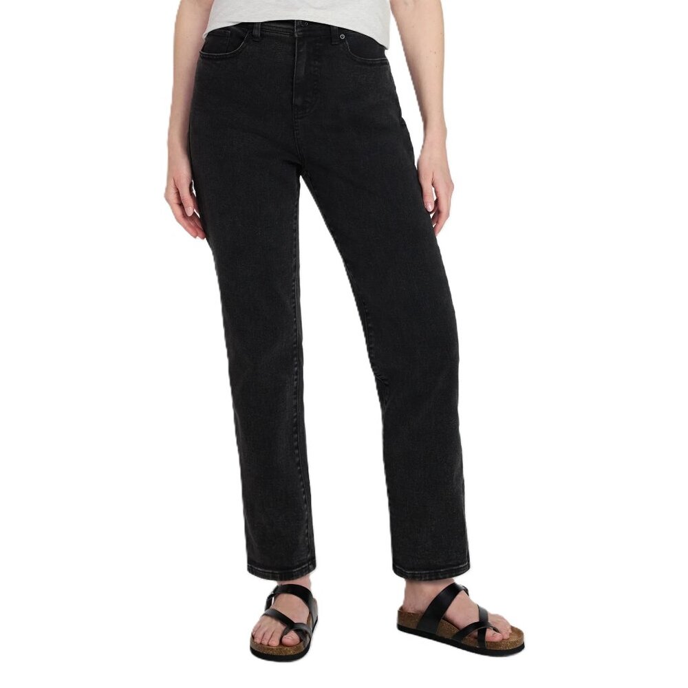 New Women's Time & Tru High Rise Relaxed Boyfriend Jeans Size 14 Black Wash